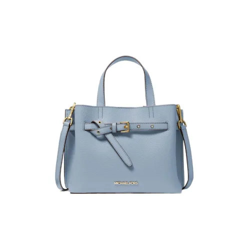 MICHAEL KORS Emilia Litchi Grain Leather Briefcase, Handbag, Shoulder Bag, Crossbody Bag Trumpets Women's Blue