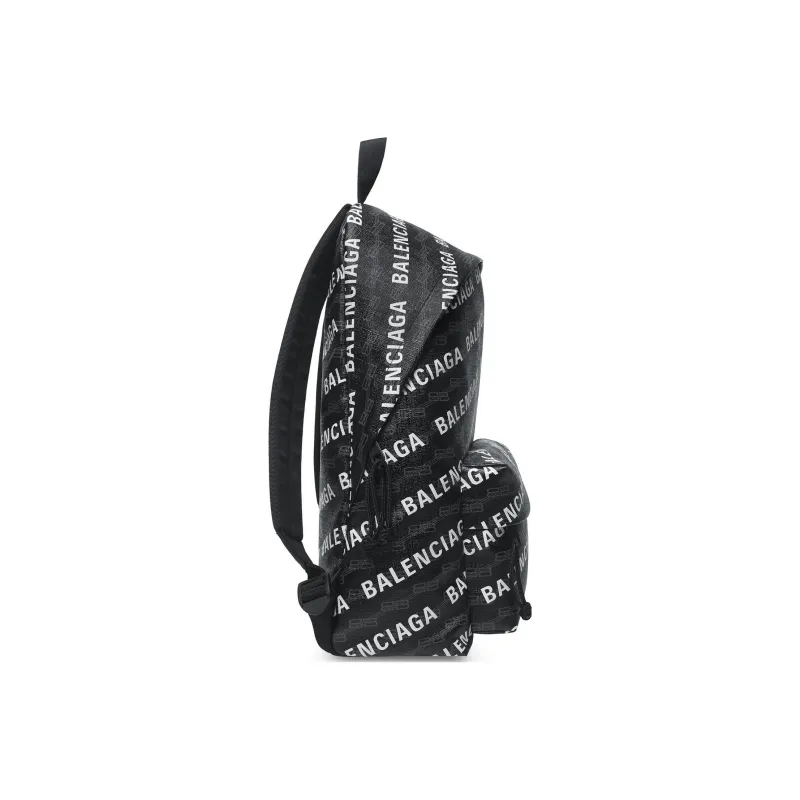 Balenciaga Signature Logo Print Backpack Black/White-2