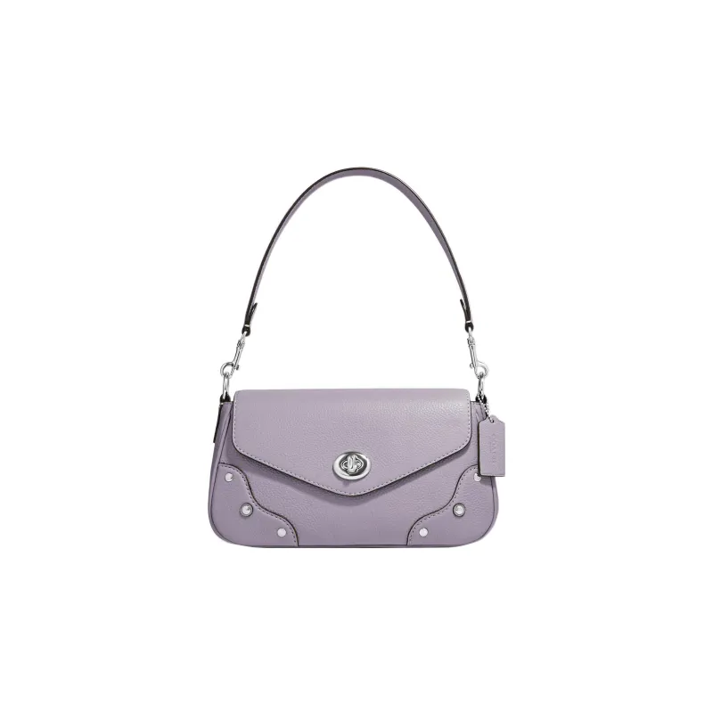 COACH Millie Pebbled Leather Shoulder Bag, Crossbody Bag Women's Purple-0