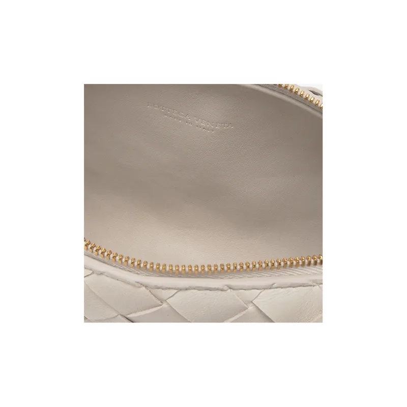 Bottega Veneta Lambskin Crossbody Bag, Shoulder Bag Women's White-3