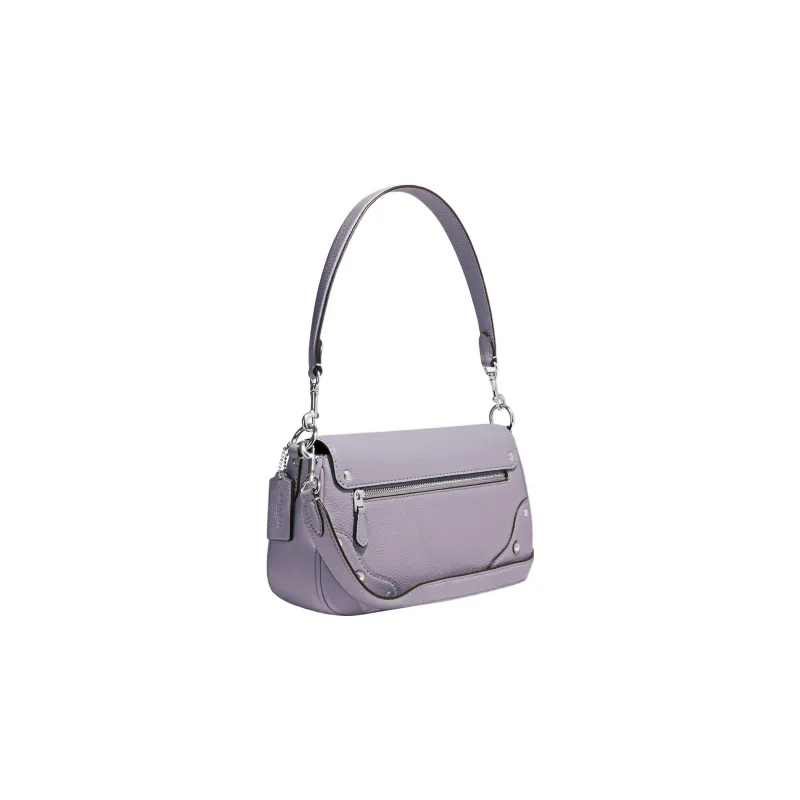 COACH Millie Pebbled Leather Shoulder Bag, Crossbody Bag Women's Purple-1