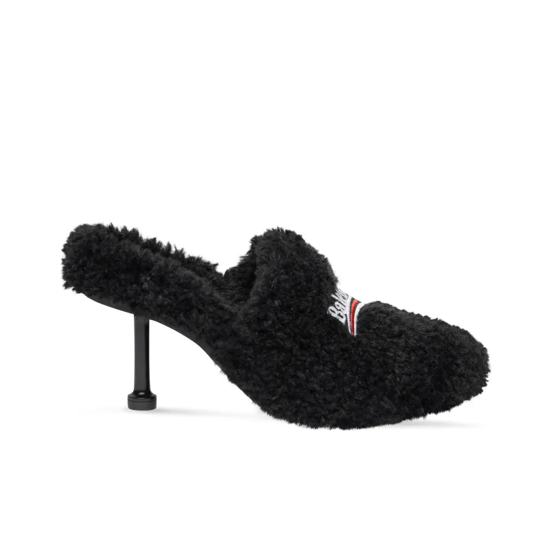 Balenciaga Embroidered-logo Fuzzy Mules-1