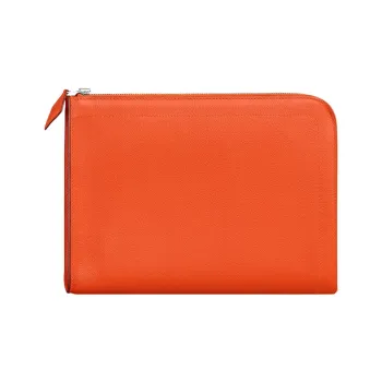 HERMES Zip Tablet Evercolor Calfskin Clutch Women's 9 JFeu Flame Orange