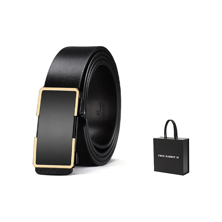 FREE RABBITⅡ Buttonless Automatic Buckle Youth Business Cow Leather Leather Belts Men's 3.3cm-10