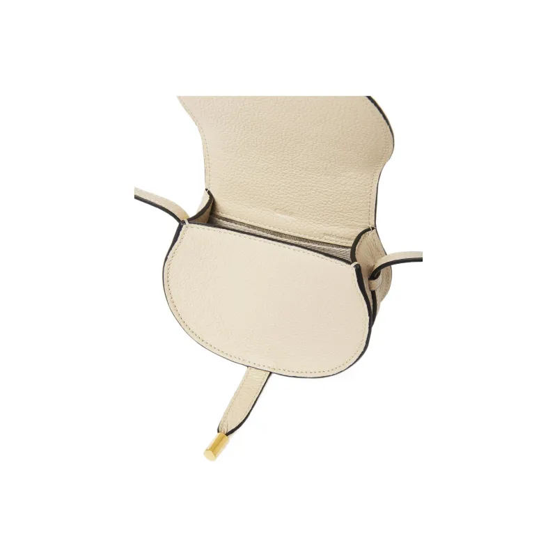 Chloe Marcie Brass And Grain Calfskin Saddle Bag Shoulder Bag, Crossbody Bag Extra Mini Women's Beige-2
