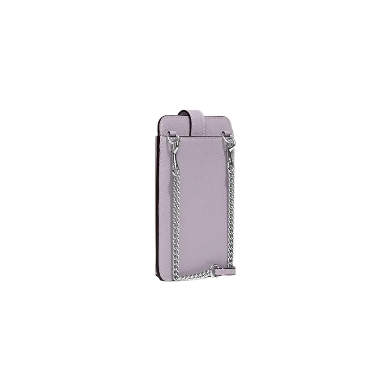 COACH Cross Grain Leather One Shoulder Crossbody Cell Phone Pouch Mini Women's Taro Purple-1