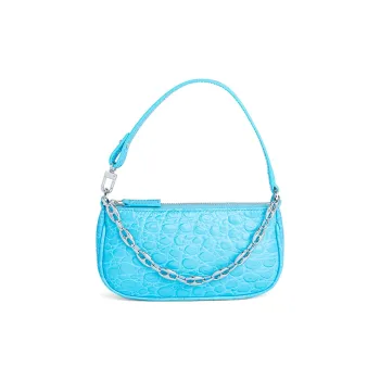 By Far Mini Rachel Leather Portable Crossbody Bag Shoulder Bag Women's Blue
