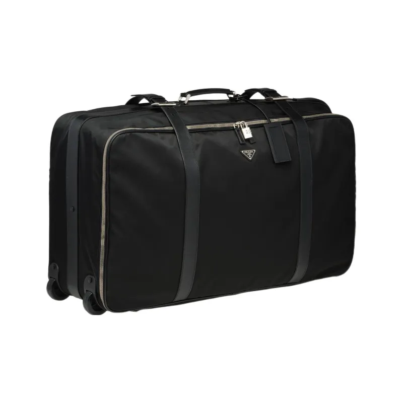 PRADA Leather Suitcase Handbag Men's Black-1