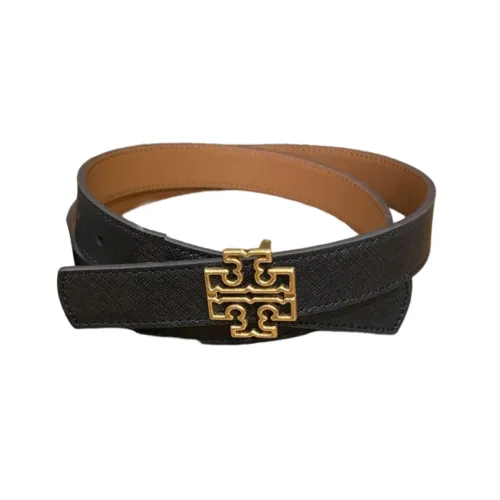 TORY BURCH Double Sided Two Tone, Smooth Buckle Leather Belts Women's Black Width 2.54cm