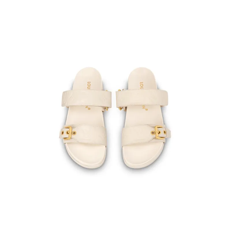 LOUIS VUITTON Bom Dia Slide Slippers Women's White-3