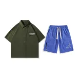 Set (Army Green Tops+Klein Blue Pants)