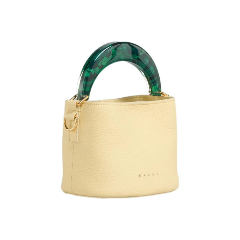 MARNI Venice Leather Bucket Bags Shoulder Bag Crossbody Bag Handbag Mini Women's Light Yellow-1