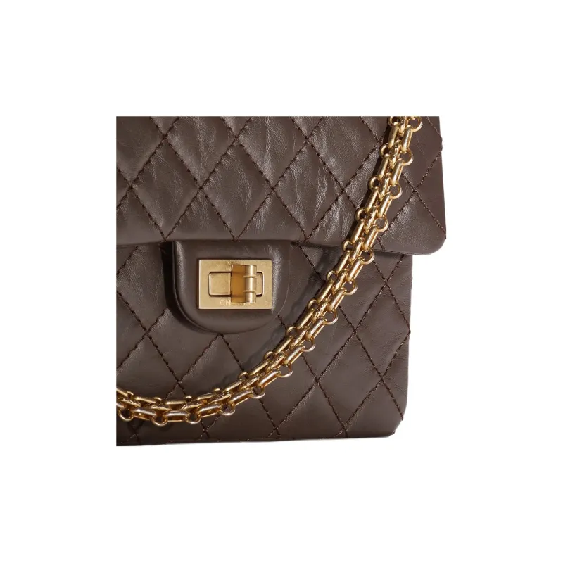 CHANEL Distressed Calfskin Shoulder Bag Crossbody Bag Handbag Mini Women's Dark Brown-3