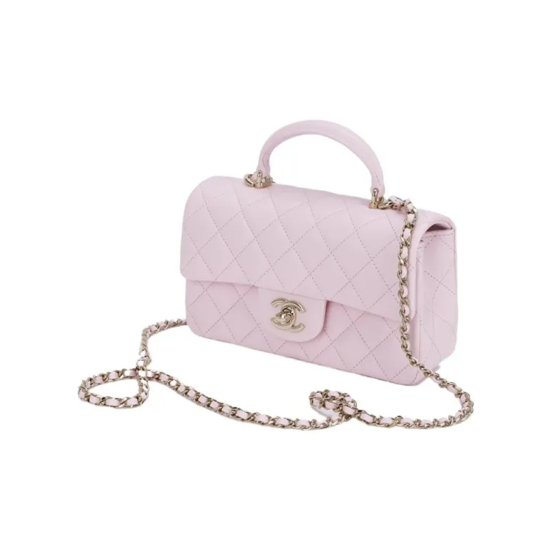 CHANEL Classic Flap CF Lambskin Shoulder Bag, Crossbody Bag, Handbag Women's Pink-3