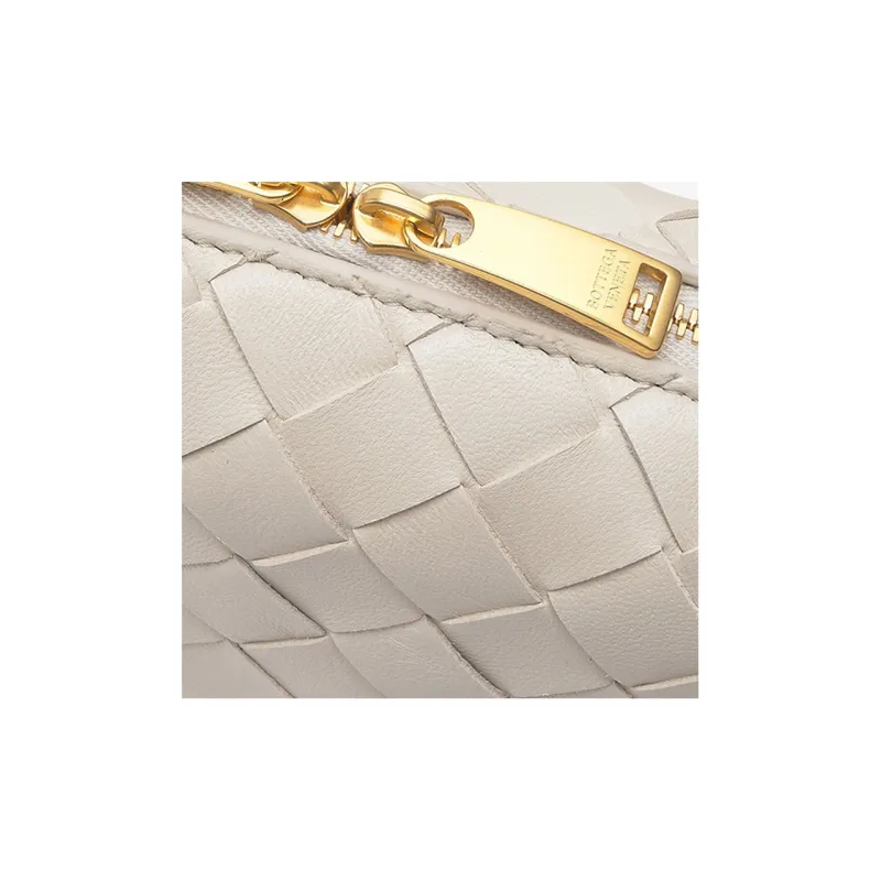 Bottega Veneta Lambskin Crossbody Bag, Shoulder Bag Women's White-4