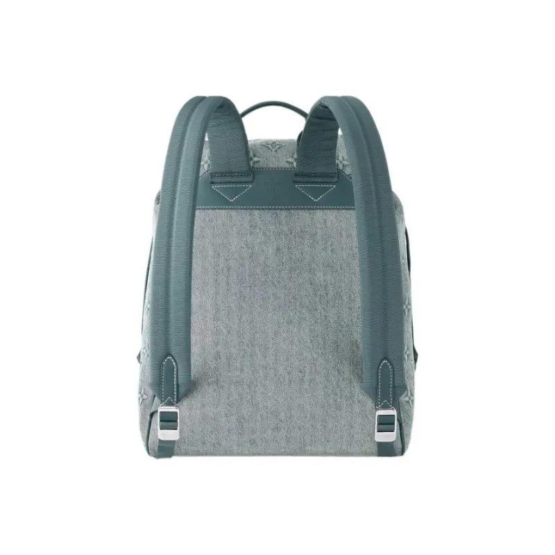 LOUIS VUITTON Montsouris Coated Canvas With Cow Leather Trim Backpack Regular Men's Denim Blue-2