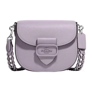 COACH Leather Saddle Bag Shoulder Bag Crossbody Bag Small Size Women's Purple