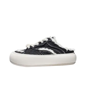 LiNing Puff Mule Slip Resistant Low Top Sports Casual Shoes Women's Black White