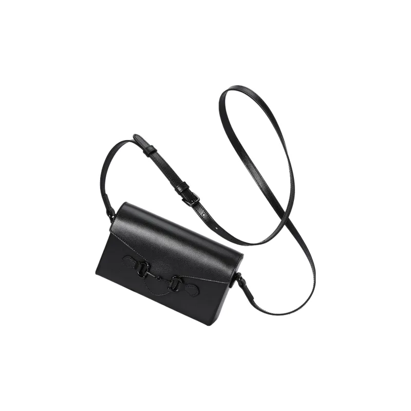 GUCCI Horsebit 1955 Leather Box Bag, Camera Bag, Shoulder Bag, Crossbody Bag Mini Men's Black-2