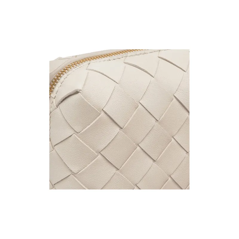 Bottega Veneta Lambskin Crossbody Bag, Shoulder Bag Women's White-7