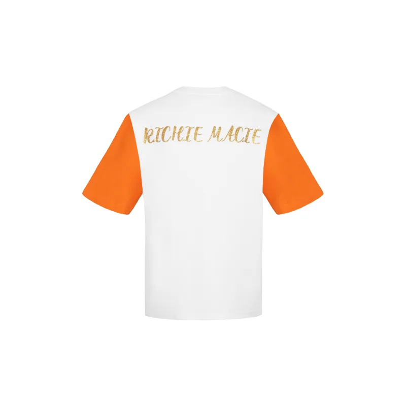 Richie Macie T Shirts Women's Orange & White-1