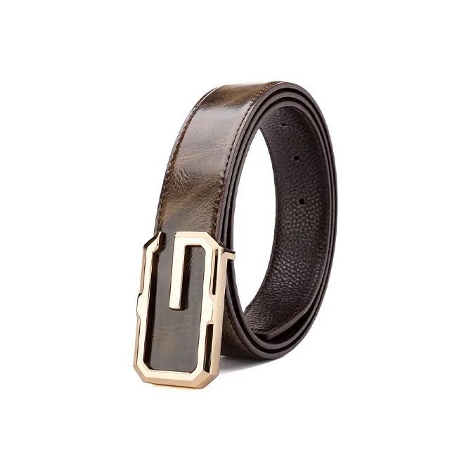 FREE RABBITⅡ Vintage Two Tone Youth Smooth Buckle Cow Leather Leather Belts Men's 3.5cm-5