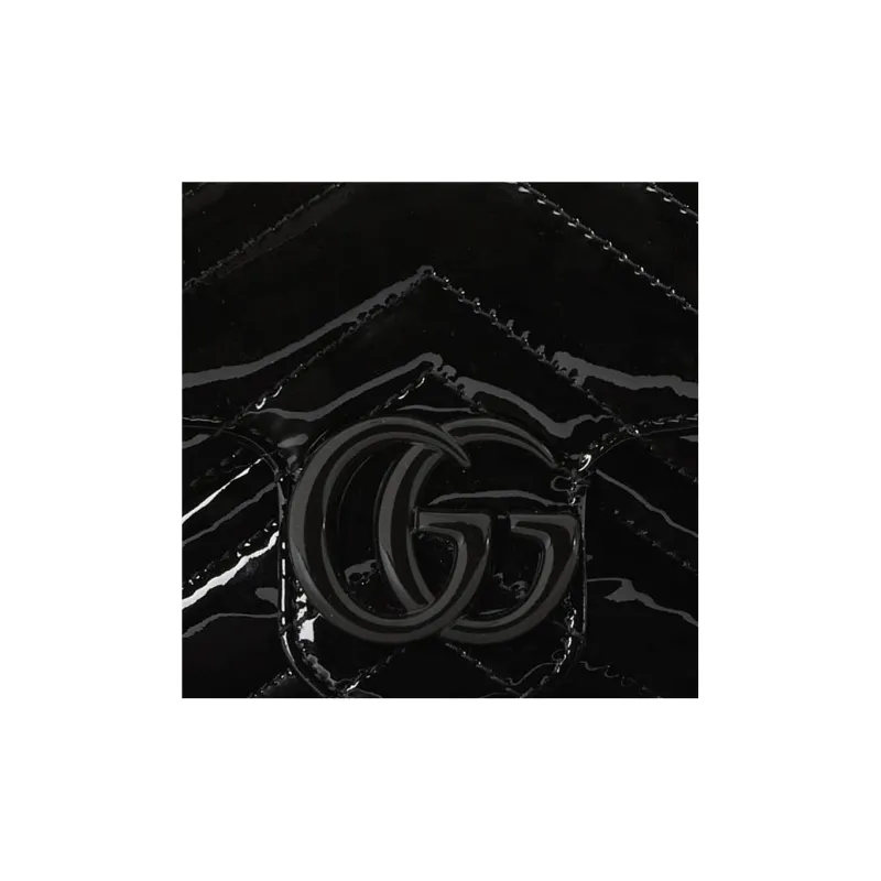 GUCCI Marmont Patent Leather Mamon 16 Chain Flap Bag Shoulder Bag, Crossbody Bag Extra Mini Women's Black-8