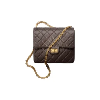 CHANEL Distressed Calfskin Shoulder Bag Crossbody Bag Handbag Mini Women's Dark Brown