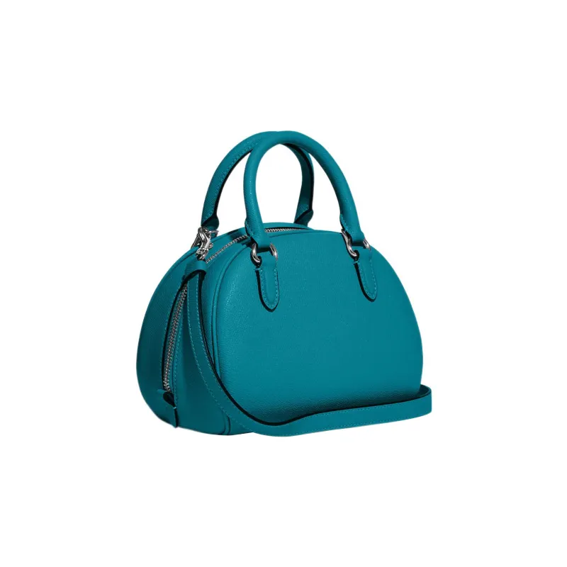 COACH Sydney Cross Grain Leather Dome Bag, Handbag, Crossbody Bag Small Size Women's Azure Blue-1