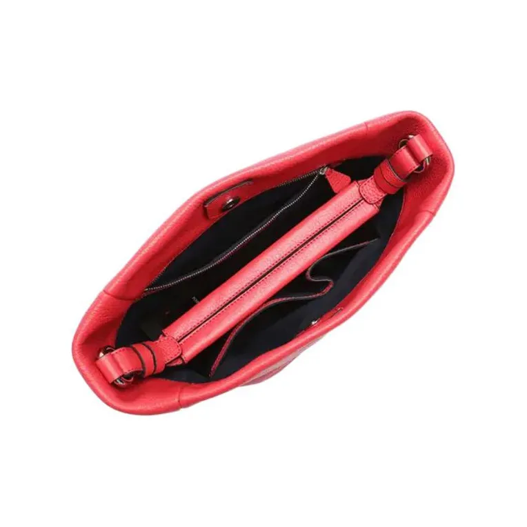 EMPORIO ARMANI Cow Leather Bucket Bag Handbag Women's Red-3