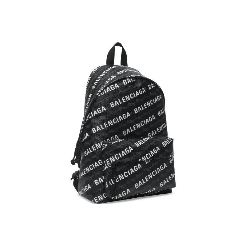 Balenciaga Signature Logo Print Backpack Black/White-1