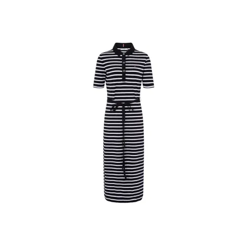 Tommy Hilfiger Short-Sleeved Dresses Women's Black/White Stripes