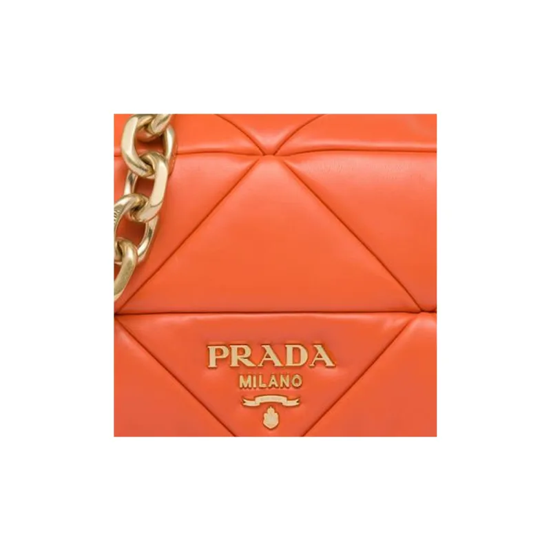 PRADA Soft Sheep Leather Portable Crossbody Bag Shoulder Bag Women's Orange-4