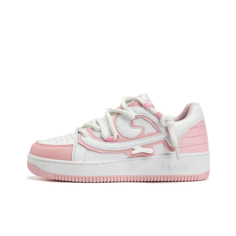FLOSSIE Skateboard Shoes Unisex Low Top White Pink/White Black/White/Beige Khaki-0
