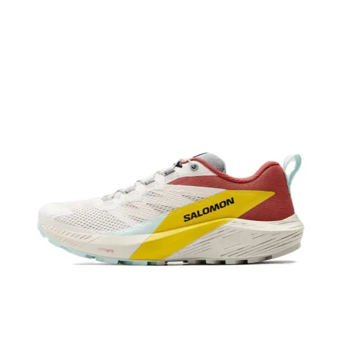 SALOMON Sense Ride 5 Running Shoes Women's Low-Top Beige/Yellow/Red