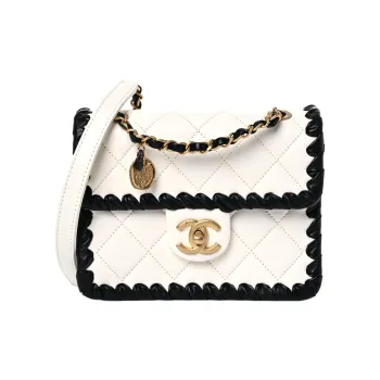 CHANEL Sheepskin Flap Bag Crossbody Bag Women's White