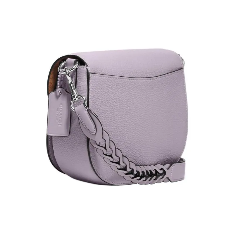 COACH Leather Saddle Bag Shoulder Bag Crossbody Bag Small Size Women's Purple-1
