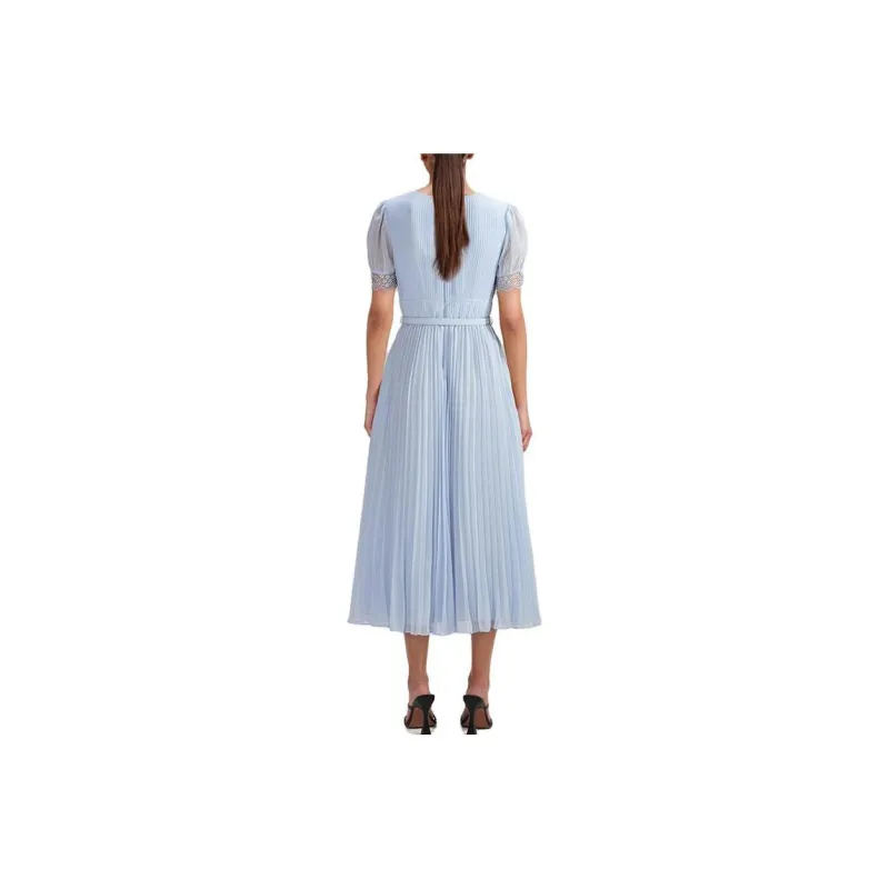 Self portrait Short Sleeved Dress Women's Misty Blue-2