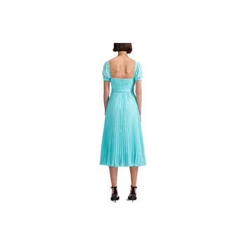 Self-portrait Belted Plissé Midi Dress