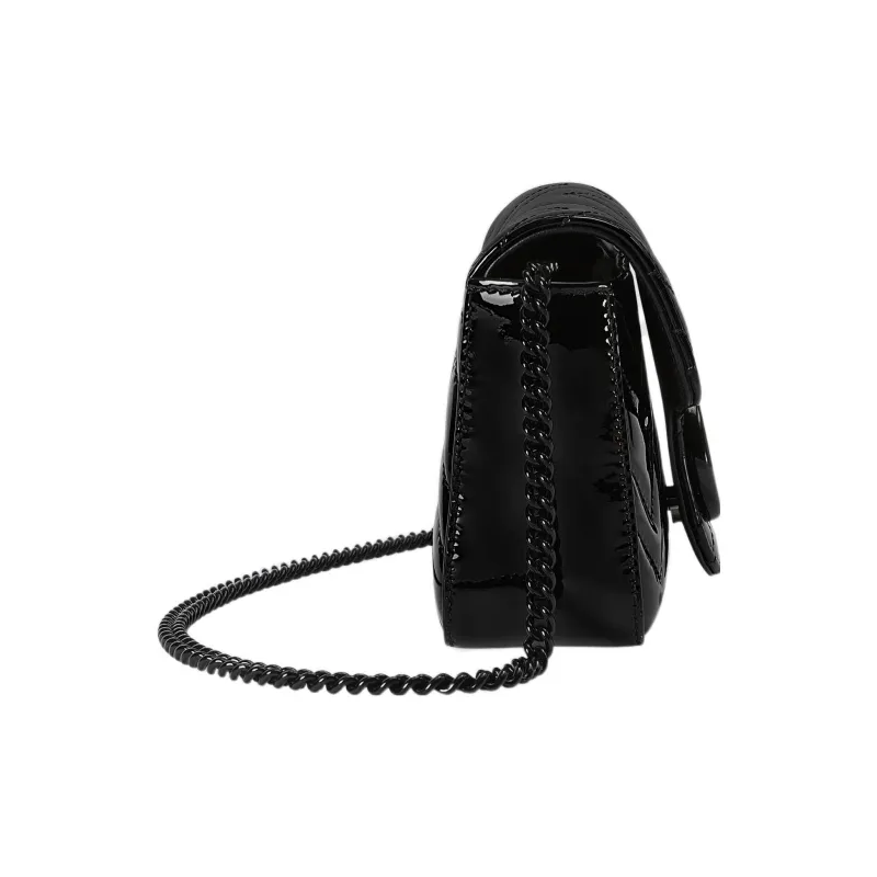 GUCCI Marmont Patent Leather Mamon 16 Chain Flap Bag Shoulder Bag, Crossbody Bag Extra Mini Women's Black-4