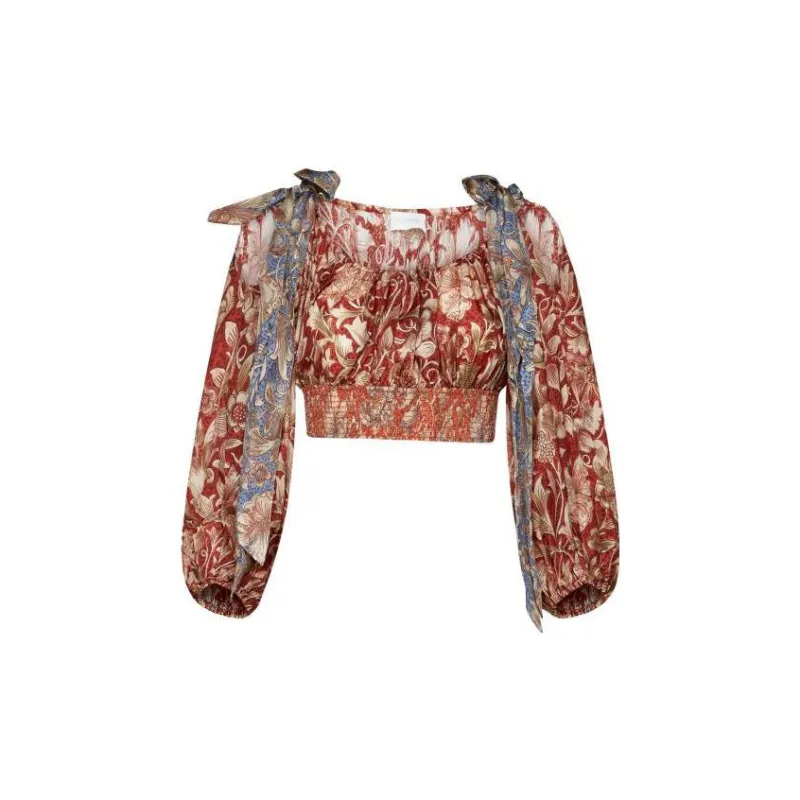 Zimmermann Chintz Billow Sleeved Cropped Top-1