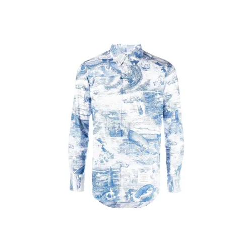 THOM BROWNE Nautical-print Long-sleeved Shirt