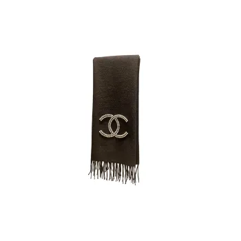 CHANEL Knit Scarves Women's Black
