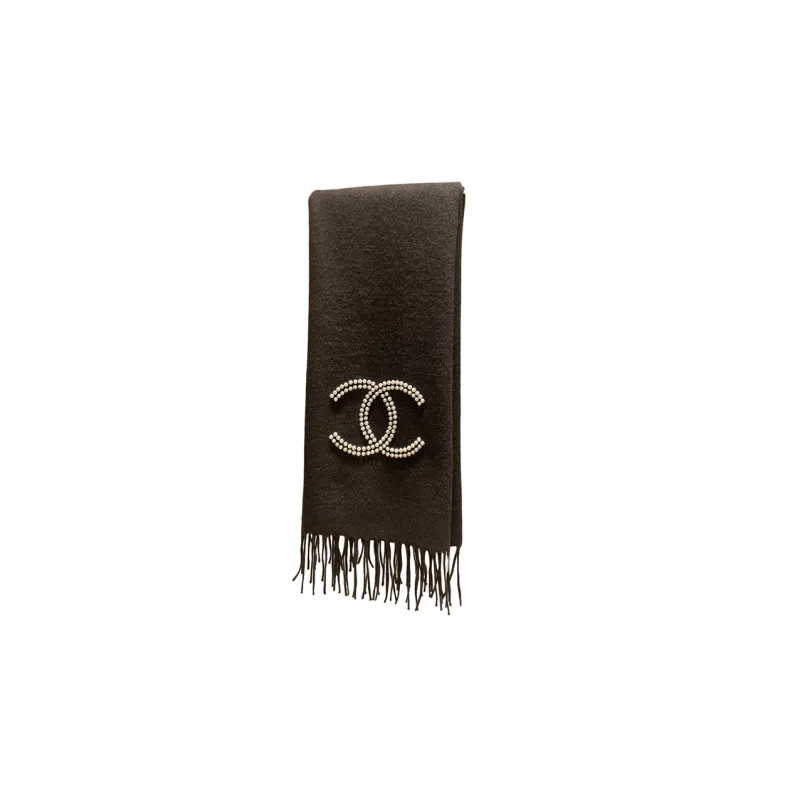 CHANEL Knit Scarves Women's Black-0