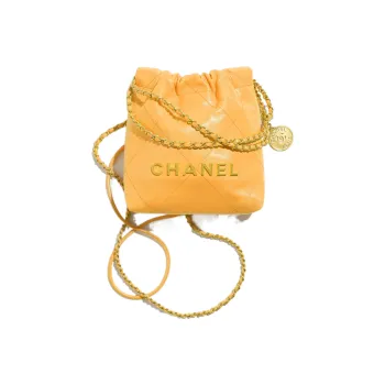 CHANEL 22Bag Calfskin Bucket Bags Shoulder Bag Crossbody Bag Mini Women's Orange Yellow