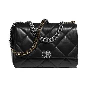 CHANEL 19Bag Lambskin Crossbody Bag, Shoulder Bag Extra Large Unisex Black