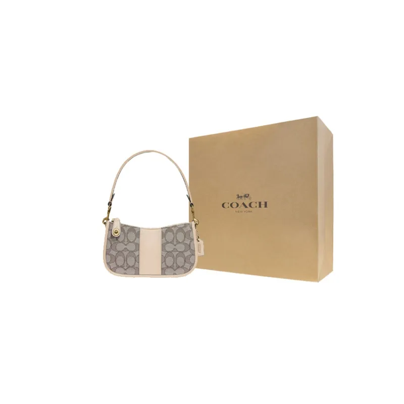 COACH Swinger Cow Leather Shoulder Bag, Pochette, Handbag, Shoulder Bag Small Size Women's Ecru Monogram-0