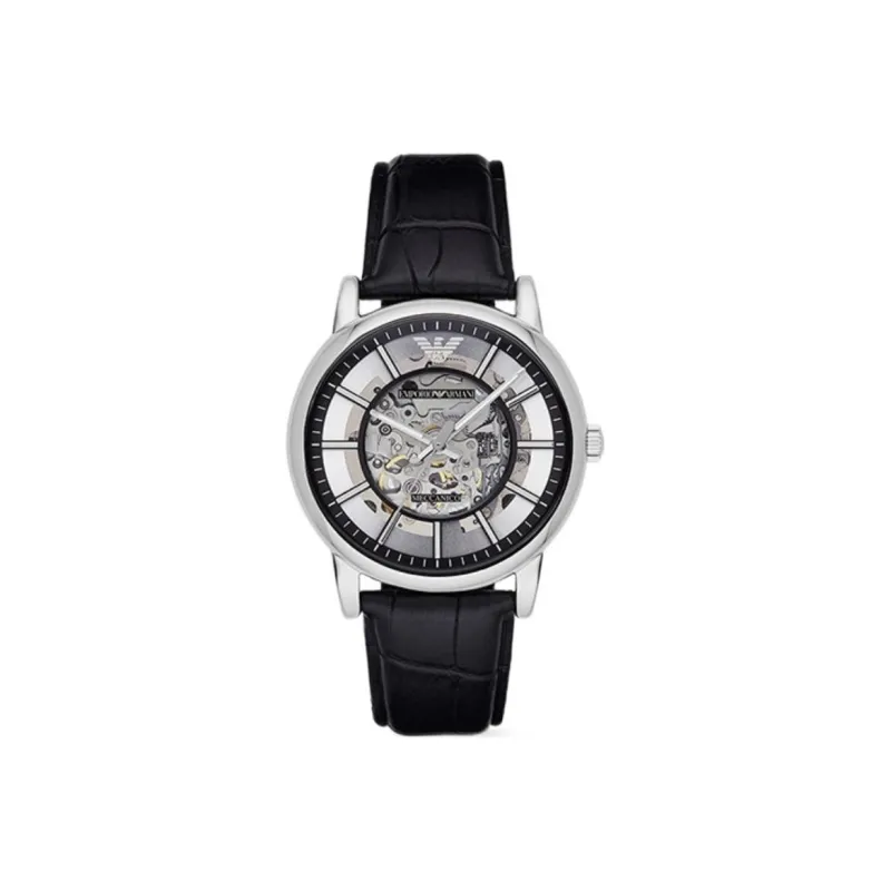 EMPORIO ARMANI Wrist Watch Mechanical Movement Leather Strap Silver Dial Men's Watches Box Available For Purchase-2