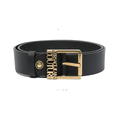 VERSACE JEANS COUTURE Letter Logo Leather Belts Women's Black