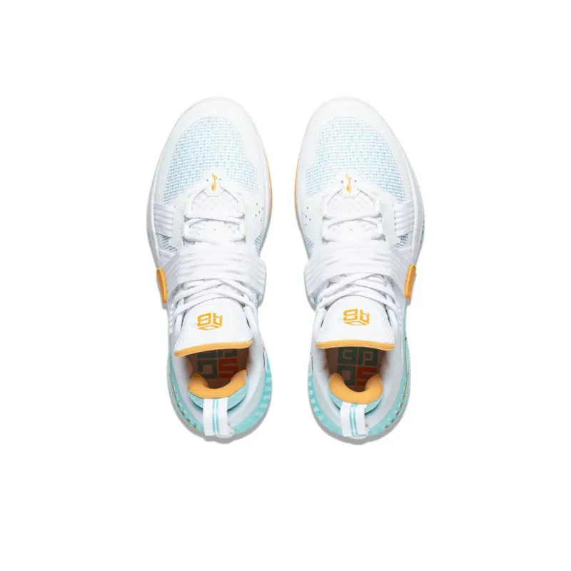 LiNing Rage Abrasion Resistant Low Top Basketball Shoes Men's White Cyan-2